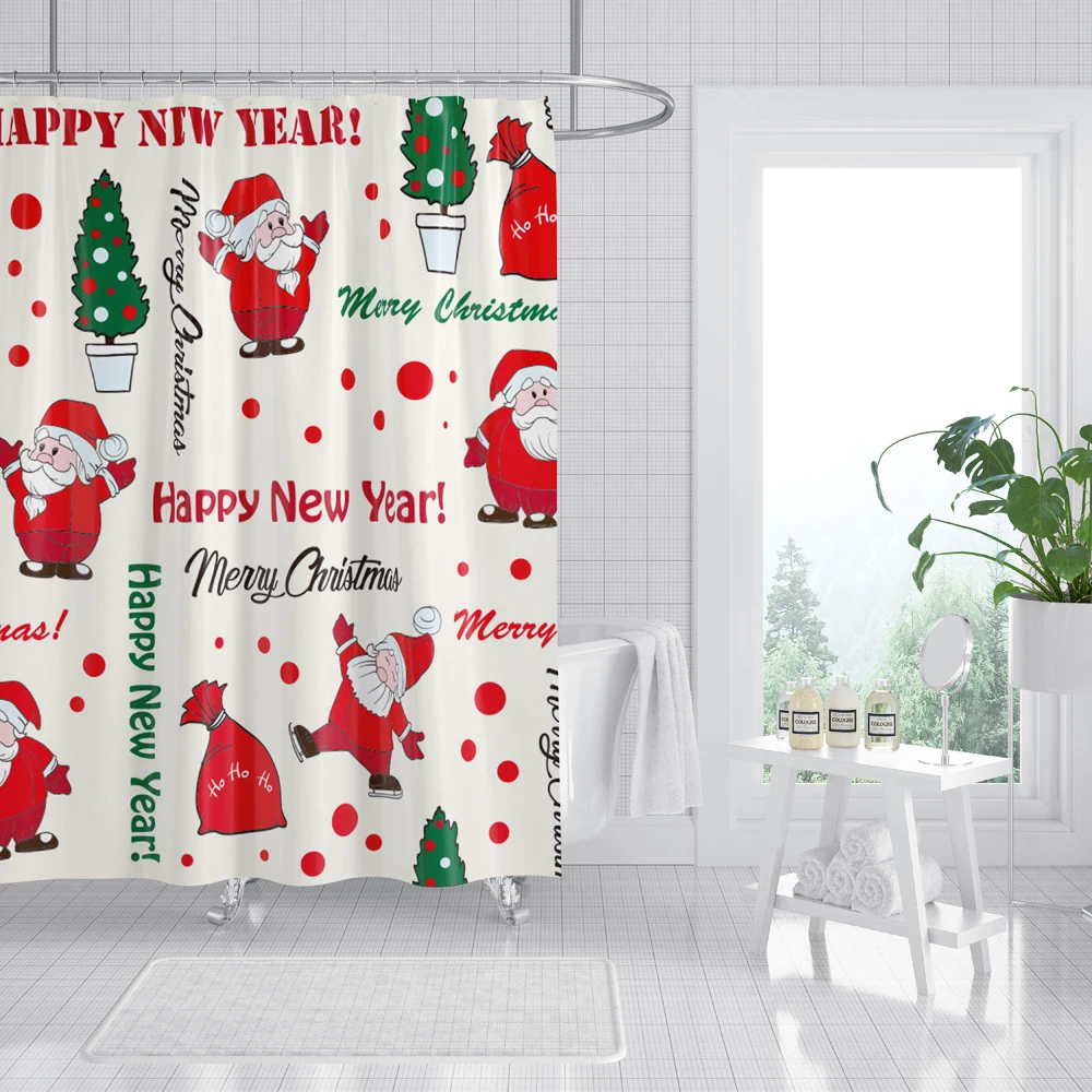Рождественские занавески для душа с новым годом искусственная ткань Водонепроницаемая декоративная занавеска для ванной с крючками
Рождественские занавески для душа с новым годом искусственная ткань Водонепроницаемая декоративная занавеска для ванной с крючками