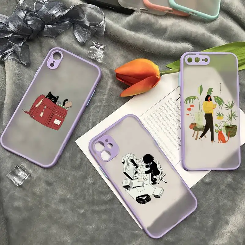 Cartoon cute cat painting girl Phone Case matte transparent For iphone 7 8 11 12 13 plus mini x xs xr pro max cover
Cartoon cute cat painting girl Phone Case matte transparent For iphone 7 8 11 12 13 plus mini x xs xr pro max cover