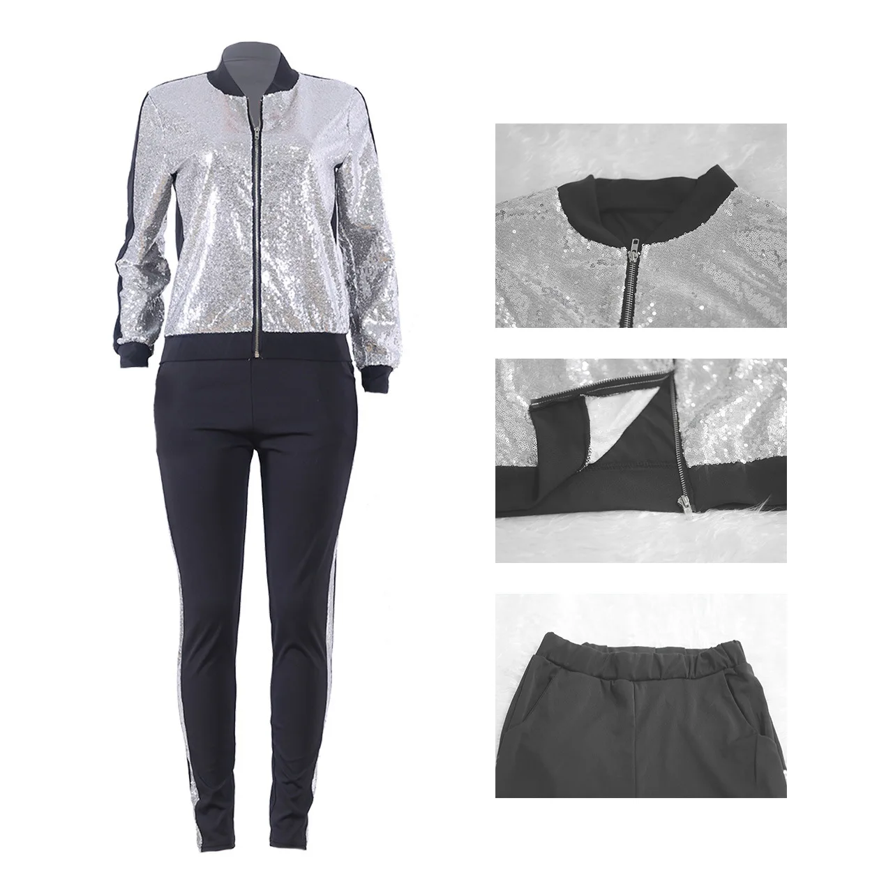 Spring Autumn Sequin 2 Piece Set Women Tracksuit Long Sleeve Jacket Top Pants Suit Streetwear Sparkly Matching Sets Club Outfits
Spring Autumn Sequin 2 Piece Set Women Tracksuit Long Sleeve Jacket Top Pants Suit Streetwear Sparkly Matching Sets Club Outfits