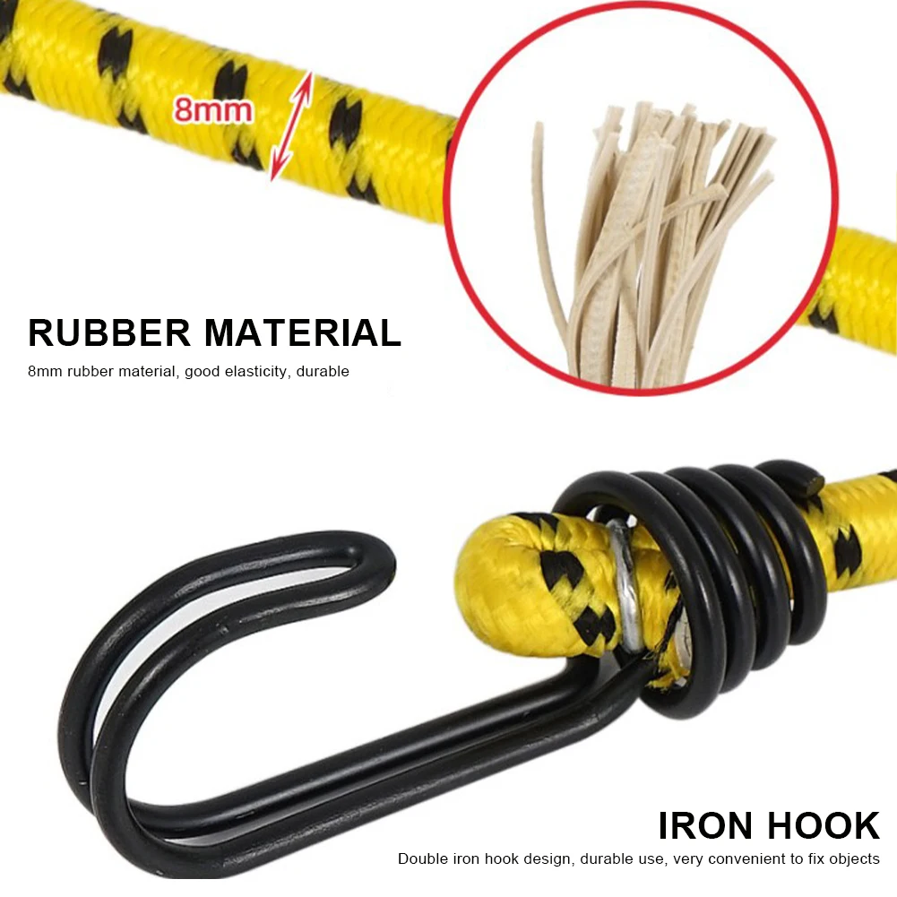 Outdoor elastic rope camping tent rope luggage strap metal hook end camping mountaineering fishing travel rope
Outdoor elastic rope camping tent rope luggage strap metal hook end camping mountaineering fishing travel rope
