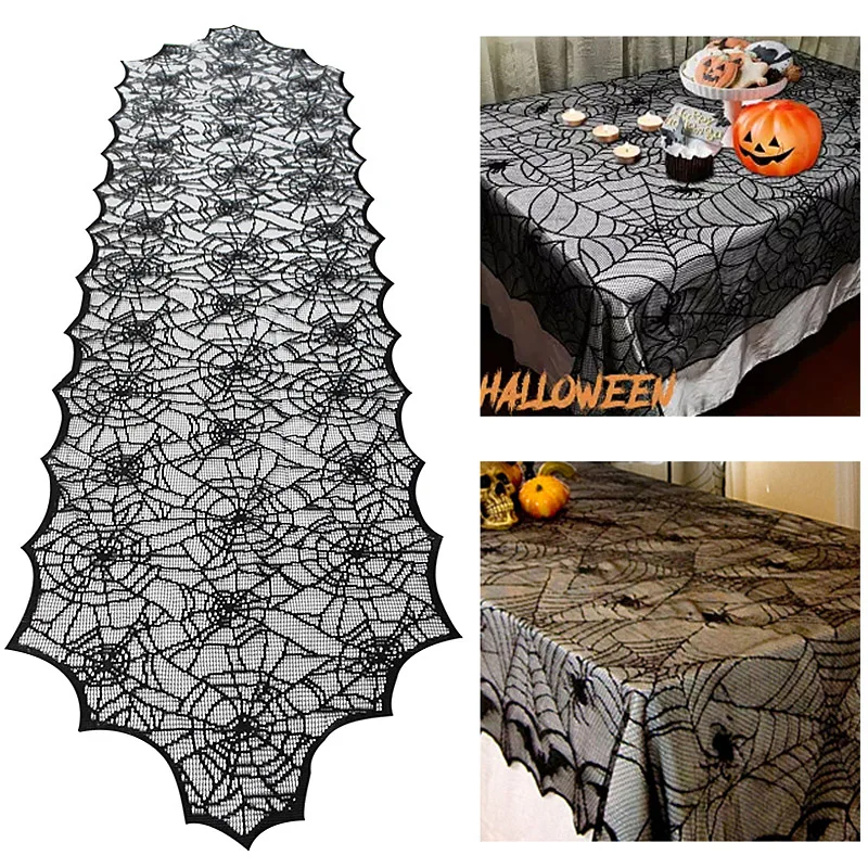 Halloween Decoration Lace Spider Web Skeleton Skull Tablecloth Black Fireplace Mantel Scarf Event Party Ornaments Supplies
Halloween Decoration Lace Spider Web Skeleton Skull Tablecloth Black Fireplace Mantel Scarf Event Party Ornaments Supplies