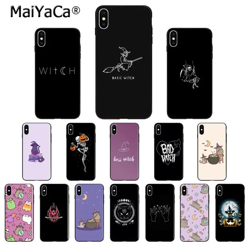 Мягкий высококачественный чехол для телефона MaiYaCa Witch Cat из ТПУ iPhone X XS MAX 6 6S 7 7plus 8