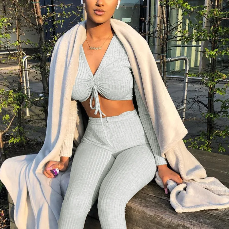 Drawstring Pit Strip Leisure Suit European And American Cross-Border New Sexy Navel-Bearing Big V-neck T-shirt Pants Suit
Drawstring Pit Strip Leisure Suit European And American Cross-Border New Sexy Navel-Bearing Big V-neck T-shirt Pants Suit