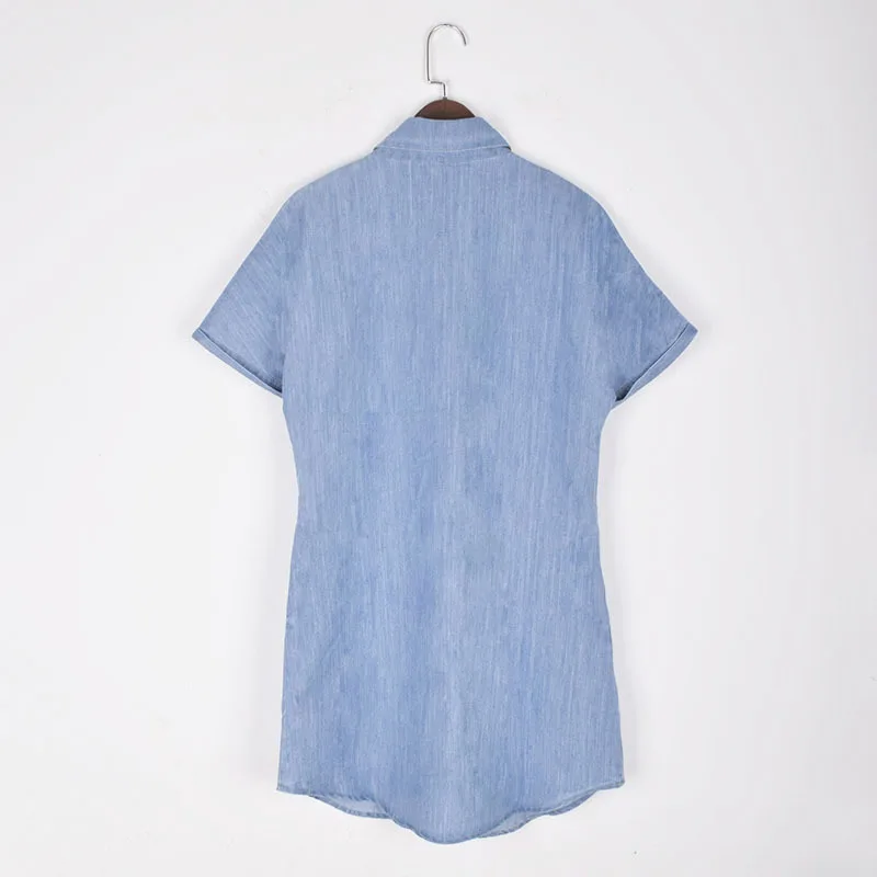 2021 Summer Shirt Dress Women Button Short-sleeved Dress Women Blue Vestidos Loose Pocket Denim Dresses Women Clothing
2021 Summer Shirt Dress Women Button Short-sleeved Dress Women Blue Vestidos Loose Pocket Denim Dresses Women Clothing