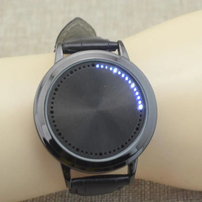 LED Touch Screen Watch Unique Cool Watch with Tree Pattern Black Dial 60 Blue Lights Wristwatch for Women Black Leather Watch
LED Touch Screen Watch Unique Cool Watch with Tree Pattern Black Dial 60 Blue Lights Wristwatch for Women Black Leather Watch