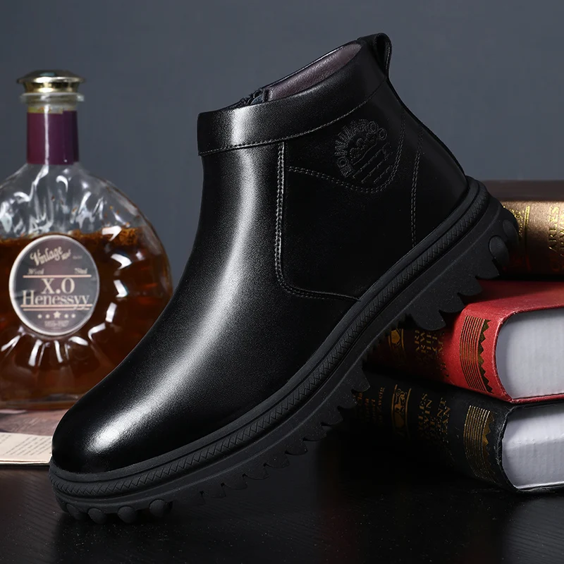 Brand Men Leather Boots Winter Warm Snow Boots Quality New Business Mens Shoes Plush Fashion Man Thick Bottom Rubber Ankle Boots
Brand Men Leather Boots Winter Warm Snow Boots Quality New Business Mens Shoes Plush Fashion Man Thick Bottom Rubber Ankle Boots