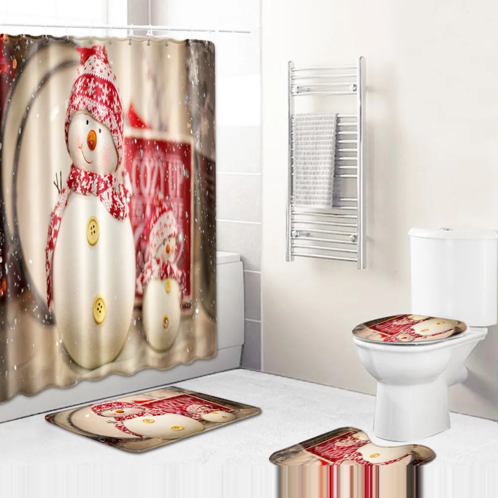 Zeegle 4pcs Christmas Bath Curtain Waterproof Shower Curtain Washable Bathroom Rug Set Absorbent Foot Mat Anti-slip Bath Mat Set
Zeegle 4pcs Christmas Bath Curtain Waterproof Shower Curtain Washable Bathroom Rug Set Absorbent Foot Mat Anti-slip Bath Mat Set