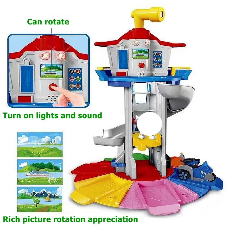 

Пластиковый игровой набор с отпечатками, наблюдательная башня, патрулирующий автобус, экшн-фигурки Everest, автомобильные огни и звуки, детски...
