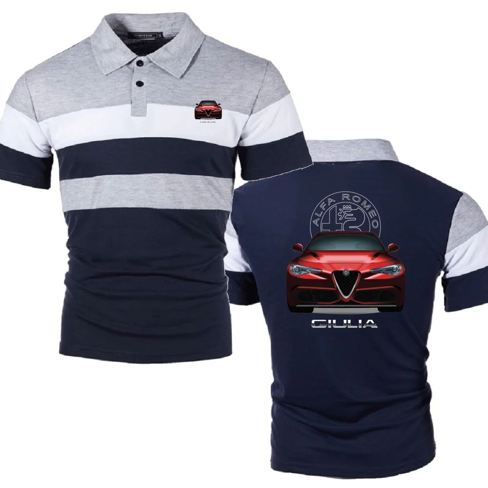 

Men's Polo Shirts TShirts Alfa Romeo Giulia Top Tees Style Jersey Topshirts 3D Printed Car Gym Contrast Color Pocket Clothing