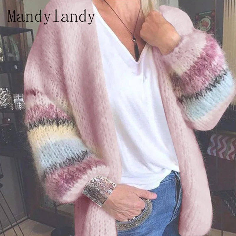 Mandylandy Coat Sweater Autumn Fashion Loose V-neck Knitted Sweater Women's Casual Striped Long Sleeve Cardigan Jacket 
Mandylandy Coat Sweater Autumn Fashion Loose V-neck Knitted Sweater Women's Casual Striped Long Sleeve Cardigan Jacket
