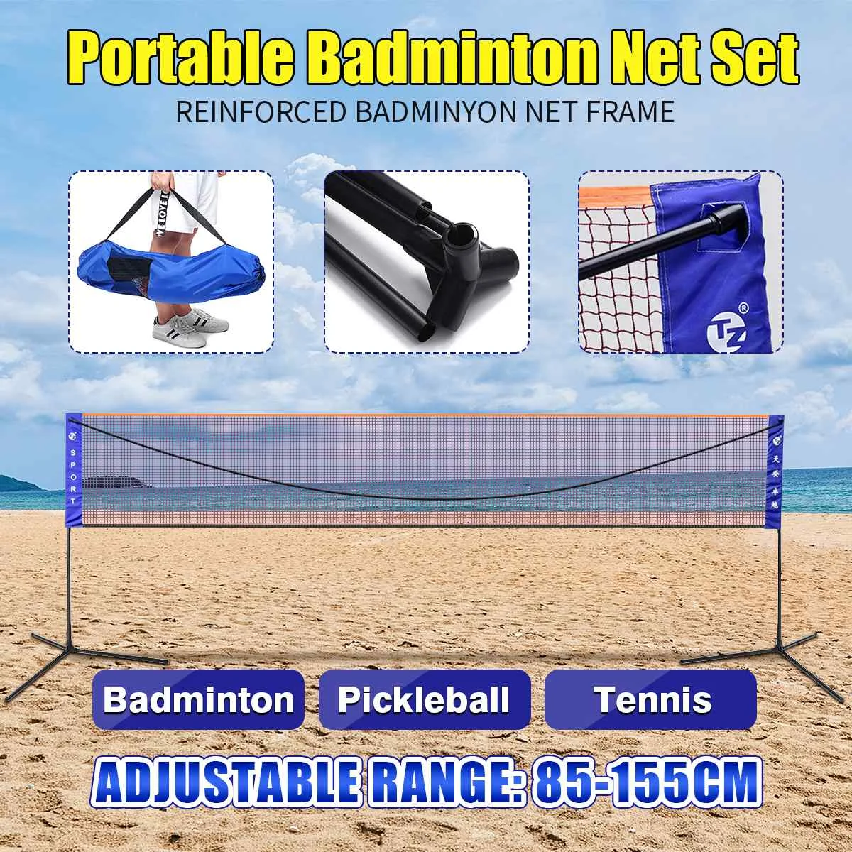 20FT Badminton Volleyball Tennis Net Set Portable Team Sport Net With Stand Frame Pole for Indoor Outdoor Court Beach Driveway
20FT Badminton Volleyball Tennis Net Set Portable Team Sport Net With Stand Frame Pole for Indoor Outdoor Court Beach Driveway
