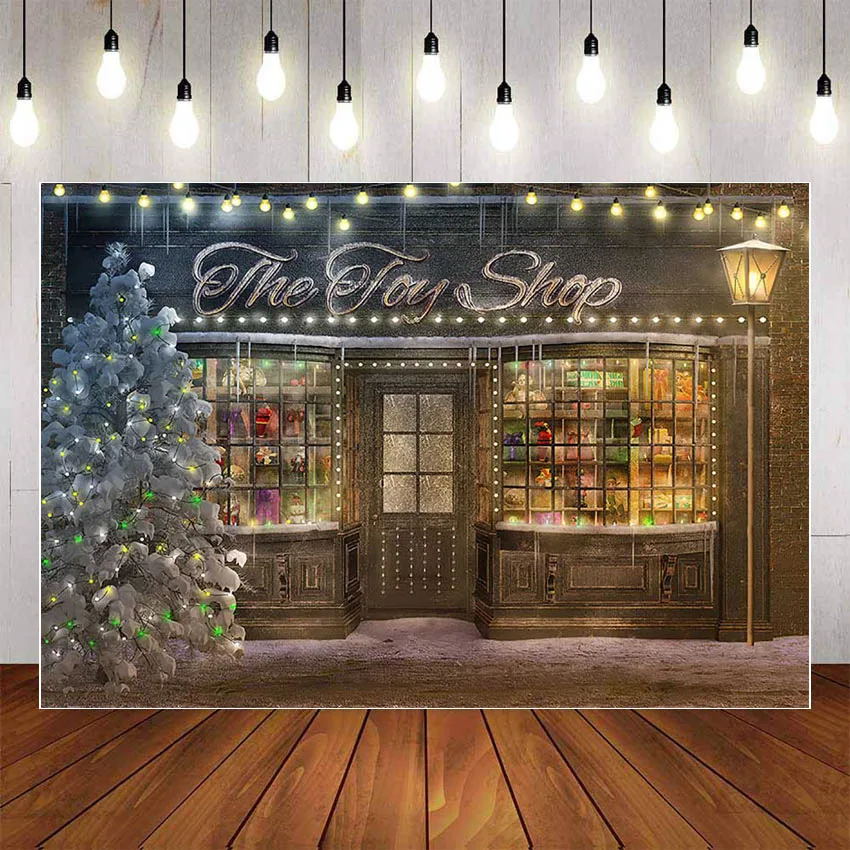

Фон для фотосъемки новогодняя елка зимняя снежная игрушка витрина магазина для детей Детский портрет Фотостудия