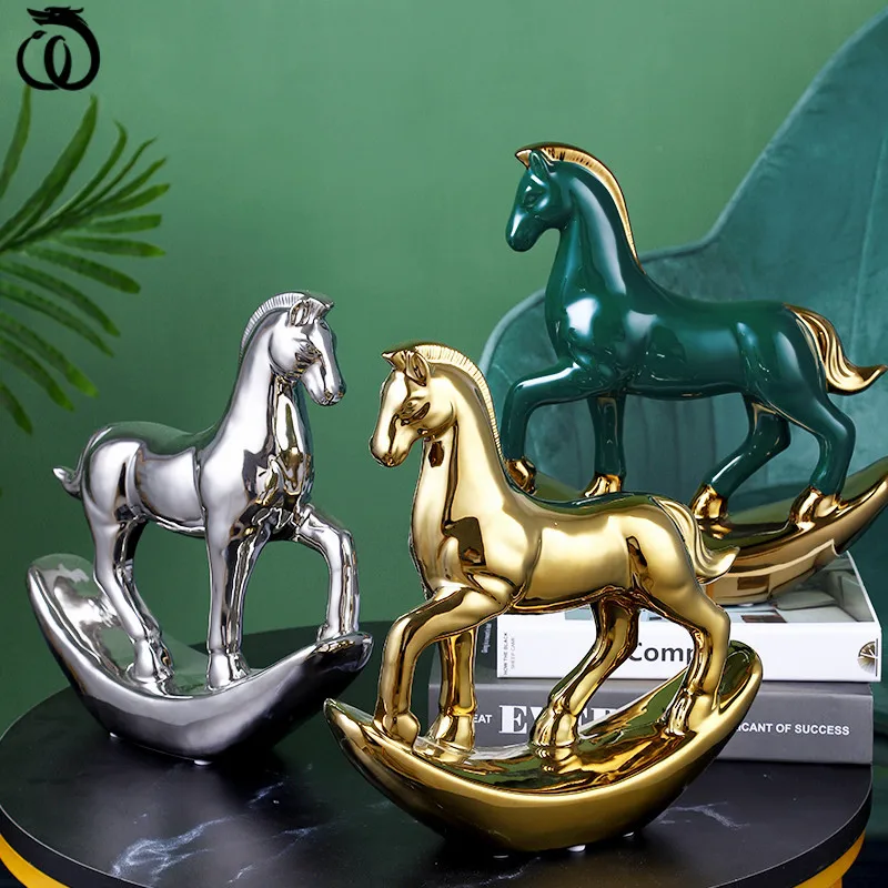 WU CHEN LONG Nordic Luxurious Horse Fortune Gold Art Sculpture Ideas Silver Animal Statue Ceramic Craft Home Decorations R6543
WU CHEN LONG Nordic Luxurious Horse Fortune Gold Art Sculpture Ideas Silver Animal Statue Ceramic Craft Home Decorations R6543