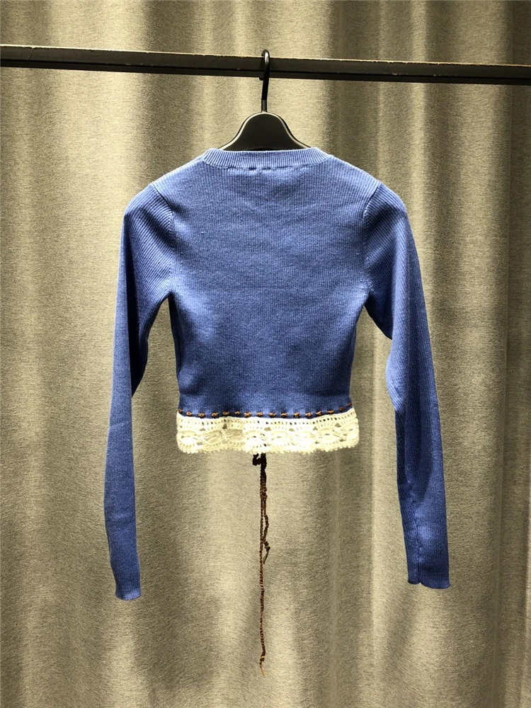 Women Sweater Autumn Winter Style Pure Cotton Wool Long Sleeve Elastic Round Neck Splicing Pullover Hem Lace Decoration
Women Sweater Autumn Winter Style Pure Cotton Wool Long Sleeve Elastic Round Neck Splicing Pullover Hem Lace Decoration