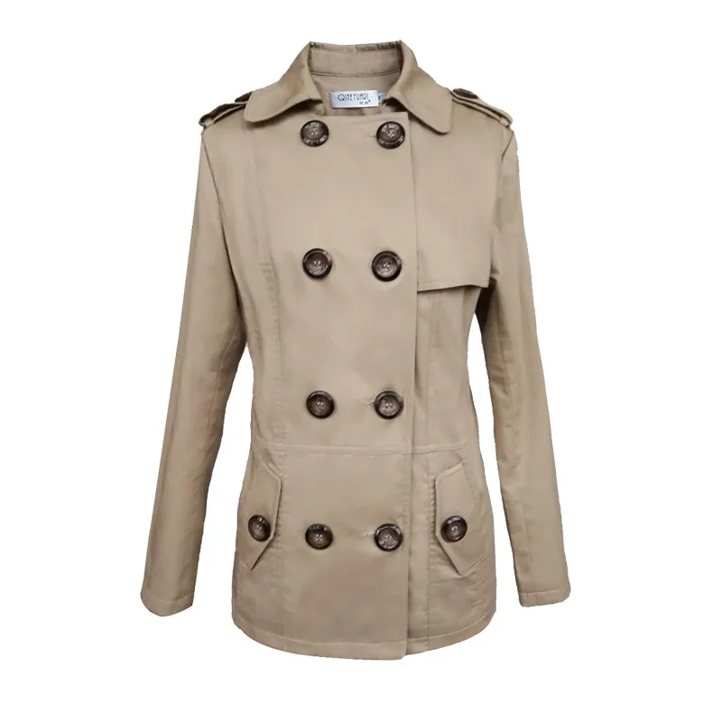New Women's Trench Coat Autumn Spring 2020 Fashion Casual Slim Cotton Blends Coat Khaki Black Short Tops Outerwear Female 
New Women's Trench Coat Autumn Spring 2020 Fashion Casual Slim Cotton Blends Coat Khaki Black Short Tops Outerwear Female
