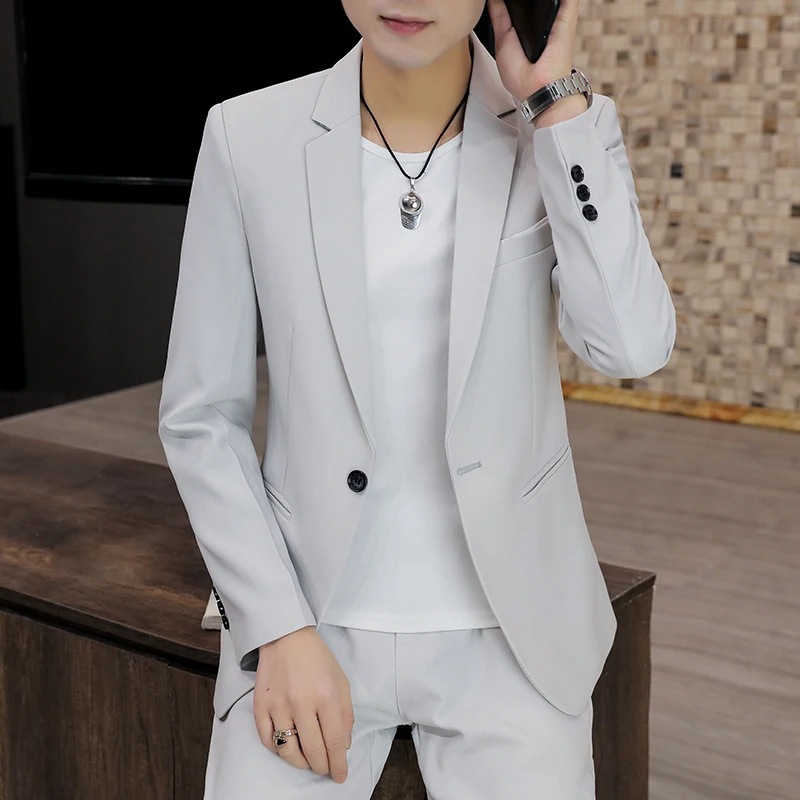 2021 Spring Festival New Set of slim suits terno masculino Business suit Black two-piece suit Autumn coat Pure color trend
2021 Spring Festival New Set of slim suits terno masculino Business suit Black two-piece suit Autumn coat Pure color trend