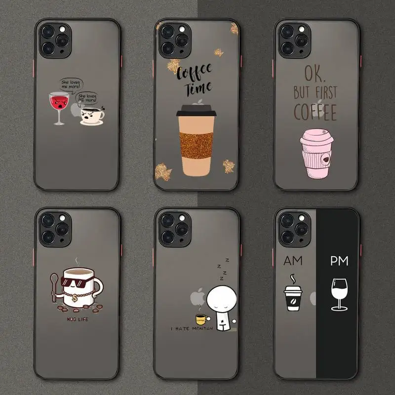 Coffee Wine Cup Phone Case Matte Transparent for iPhone 7 8 11 12 s mini pro X XS XR MAX Plus Clear mobile bag
Coffee Wine Cup Phone Case Matte Transparent for iPhone 7 8 11 12 s mini pro X XS XR MAX Plus Clear mobile bag