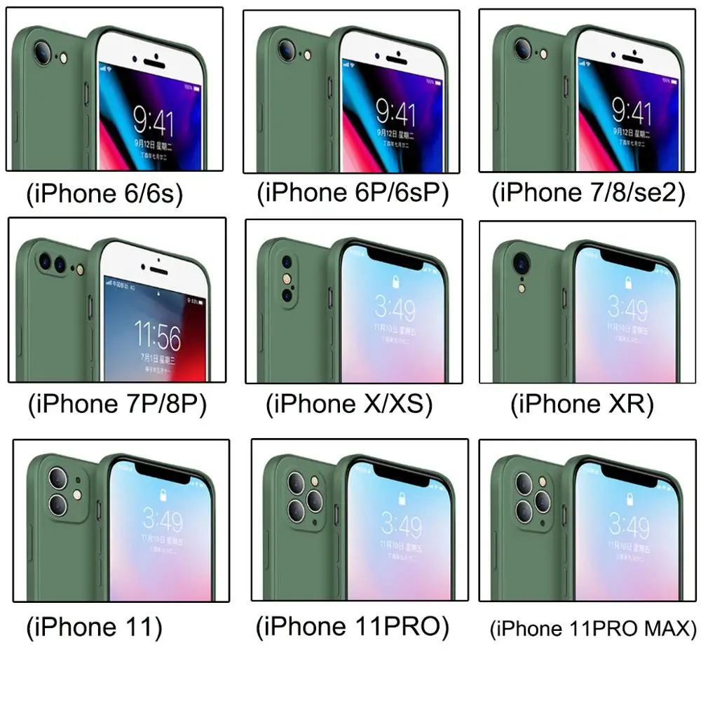 Phone Case For iPhone 11 Pro XS Max X XR 6 6S 7 8 Plus SE 2 2020 Square Silicone Soft Silicon Camera Protection Slim Back Cover
Phone Case For iPhone 11 Pro XS Max X XR 6 6S 7 8 Plus SE 2 2020 Square Silicone Soft Silicon Camera Protection Slim Back Cover