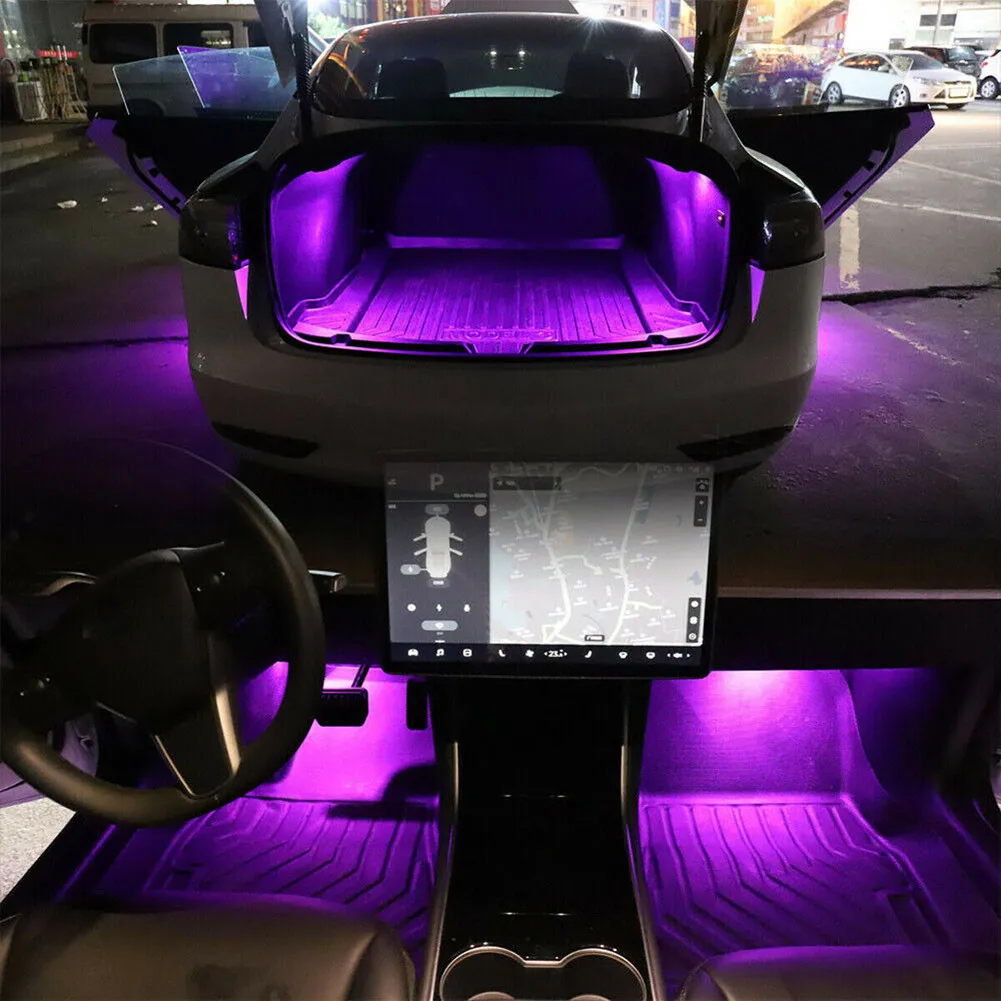 4Pcs Car Interior Lights Easy To Install Interior Light LED Lamp Pink Ambient