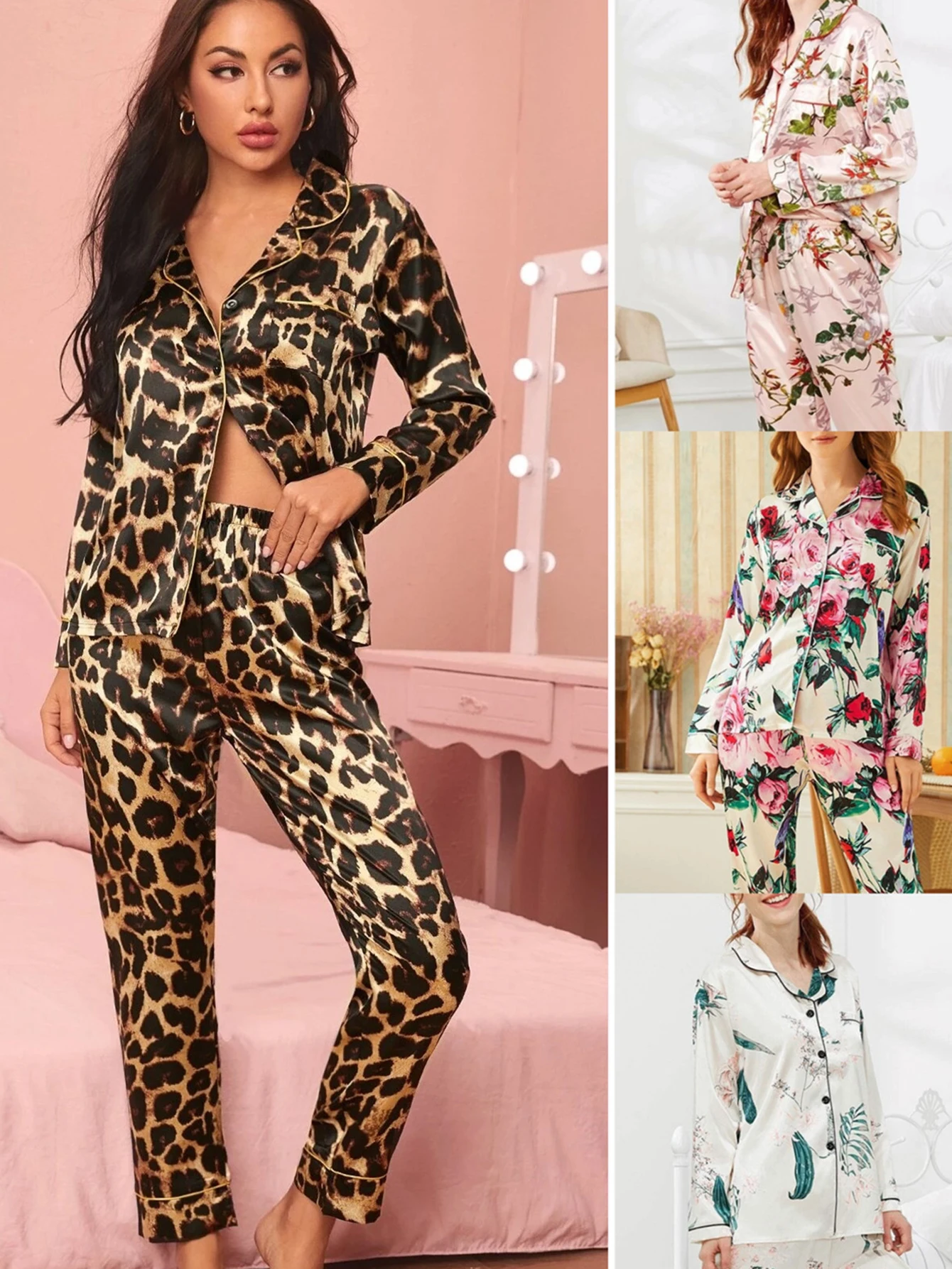 Leopard Dots Women's Pajamas Set Two Pieces Loungewear Full Length Sleeve Pants Buttons Print Homewear Casual V-neck Pijamas
Leopard Dots Women's Pajamas Set Two Pieces Loungewear Full Length Sleeve Pants Buttons Print Homewear Casual V-neck Pijamas