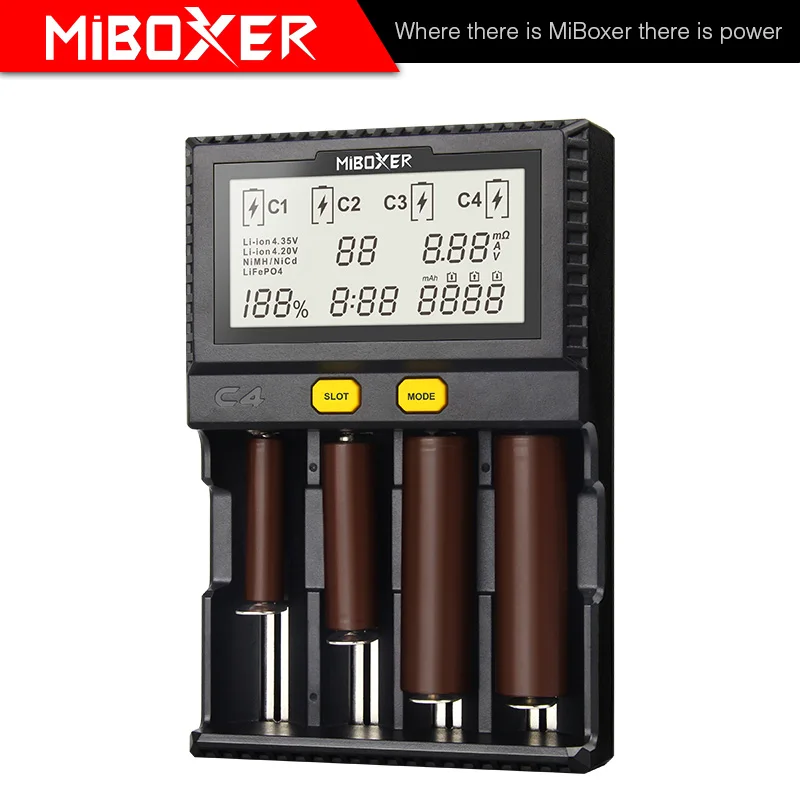 MiBoxer C4 Battery Smart Charger Double AA Max 2.5A/Slot Super Fast 18650 14500 26650 discharge Charge function | Освещение