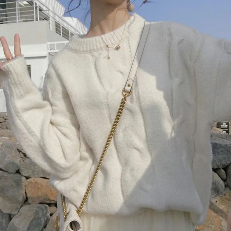 Spring Retro Women Elegant Sweater Pullovers Knitted Casual Solid Autumn Crewneck Feminine Loose Soft Sweet Long Sleeve Tops
Spring Retro Women Elegant Sweater Pullovers Knitted Casual Solid Autumn Crewneck Feminine Loose Soft Sweet Long Sleeve Tops