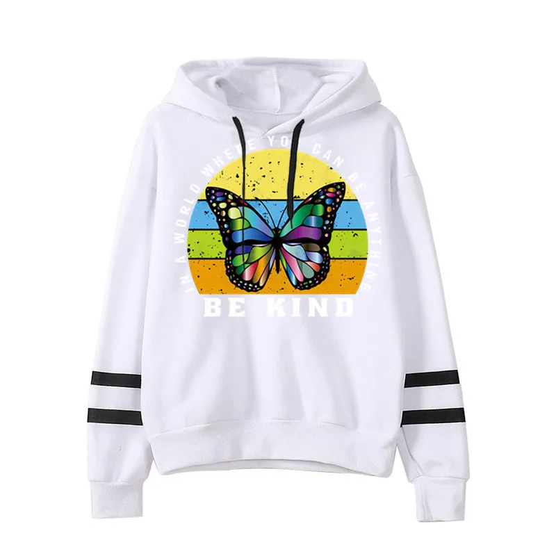 Women Hoodie Be Kind Butterfly Printed Hoodies Women Double Striped Long Sleeve Fleece Sweatshirt with Hat Girls Pullovers
Women Hoodie Be Kind Butterfly Printed Hoodies Women Double Striped Long Sleeve Fleece Sweatshirt with Hat Girls Pullovers