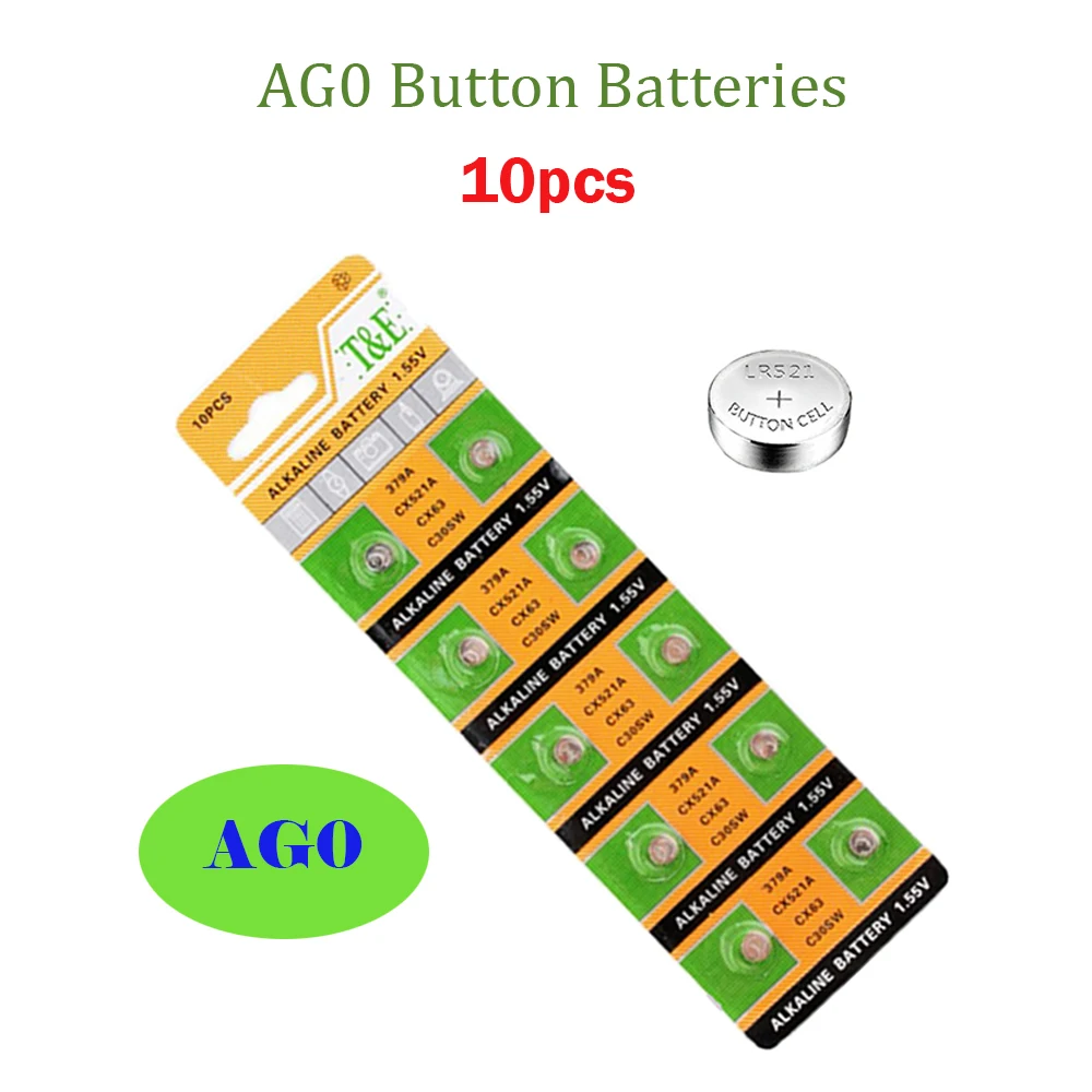 2021Top Selling 10Pcs AG0 10mAh 1.55V Button Batteries SR521LR63 379A Cell Coin Alkaline Battery 379 SR63 For Watch Toys Remote
2021Top Selling 10Pcs AG0 10mAh 1.55V Button Batteries SR521LR63 379A Cell Coin Alkaline Battery 379 SR63 For Watch Toys Remote