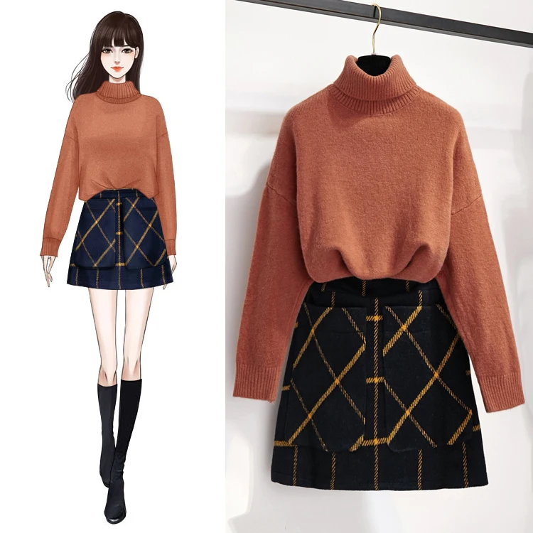 Fall New Turtleneck Loose Sweater Tweed Cloth Pocket Skirts Two-Piece Women Outfit Knitwear Korean Fashion Warm Good Quality
Fall New Turtleneck Loose Sweater Tweed Cloth Pocket Skirts Two-Piece Women Outfit Knitwear Korean Fashion Warm Good Quality