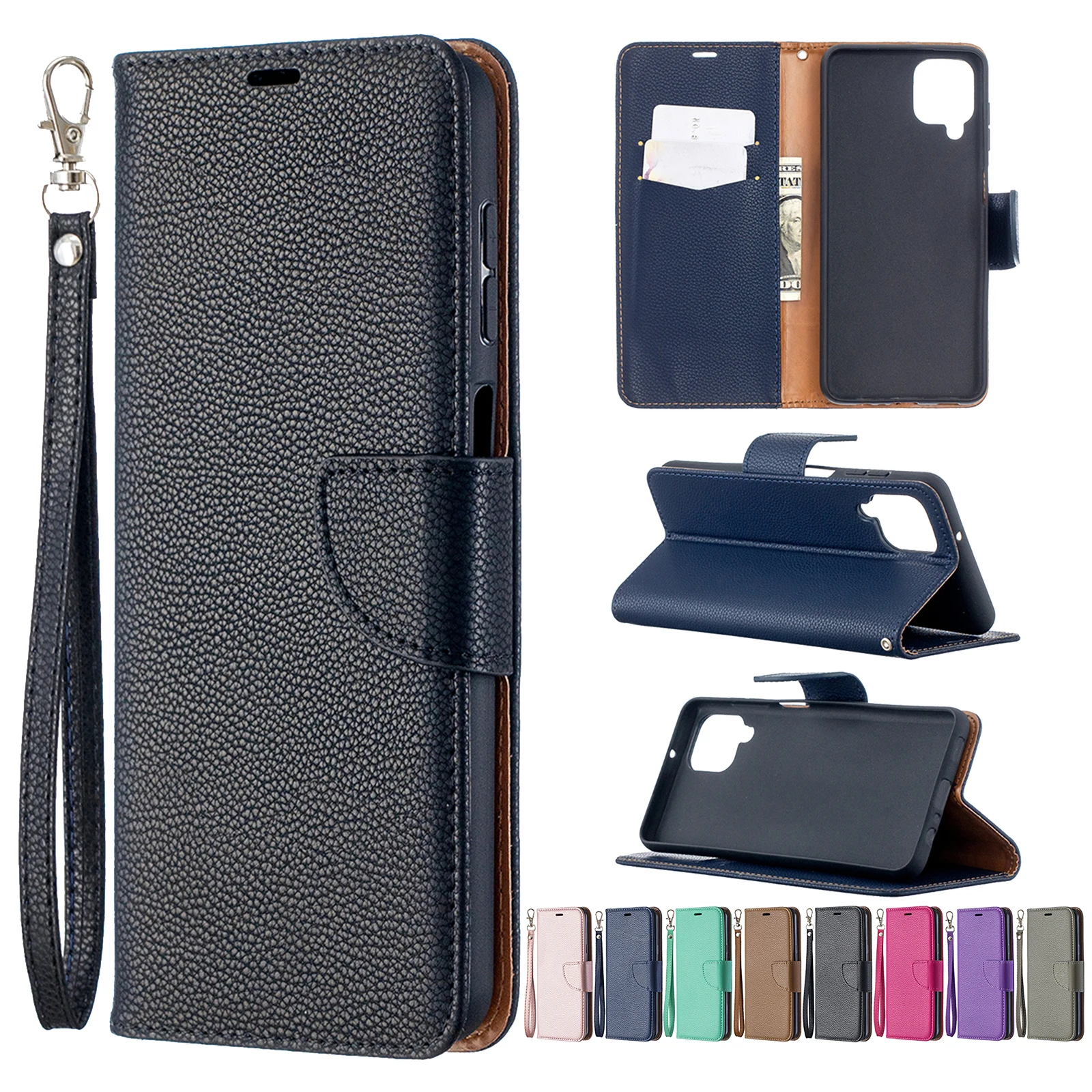 Чехол-книжка для Samsung Galaxy A01 A02S A10 A12 A20E A31 A40 A41 A42 A50 A51 A70 A71 A21S A6 A7 2018 кожаный |