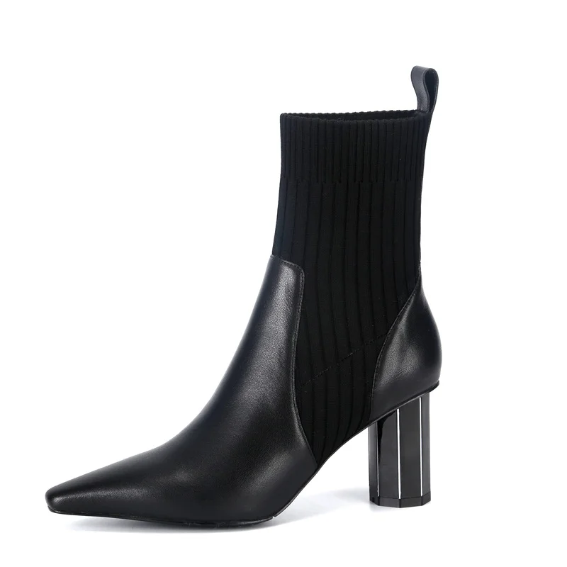 Genuine Leather Women Ankle Boots Elegant New Fashion High Heels Pointed Toe Shoes Woman Office Autumn Winter Short Boots 34-39
Genuine Leather Women Ankle Boots Elegant New Fashion High Heels Pointed Toe Shoes Woman Office Autumn Winter Short Boots 34-39