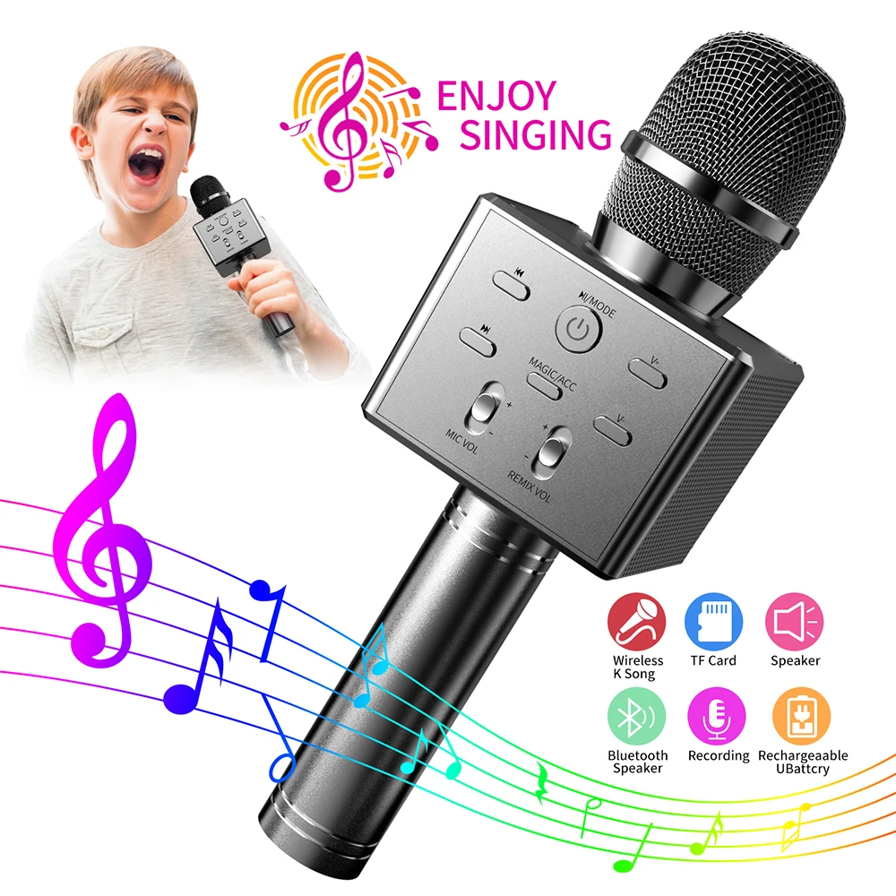 

New Wireless 5.0 Bluetooth Karaoke Speaker Handheld Microphone Professional Home KTV MINI USB HIFI Music Player Singing Mic