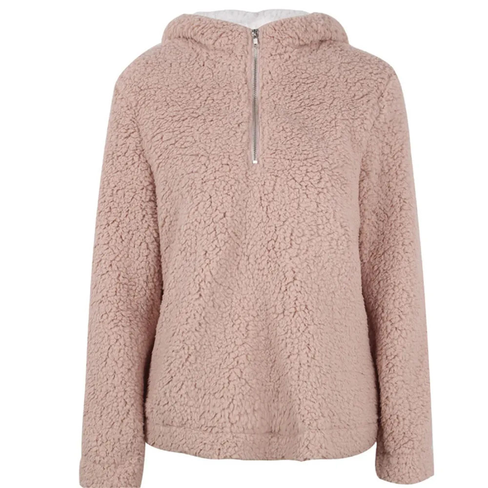 Sherpa Fleece Sweater Zipper Turtleneck Hooded Pullovers Fluffy Warm Tops 2019 Women Winter Fashion Street Wear
Sherpa Fleece Sweater Zipper Turtleneck Hooded Pullovers Fluffy Warm Tops 2019 Women Winter Fashion Street Wear