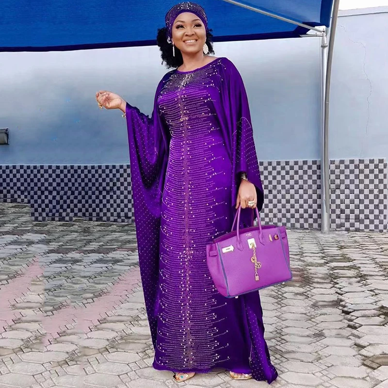 Шелковый халат с рукавами летучая мышь и бусинами в африканском стиле, включая тюрбан, европейская благородная одежда, мусульманская женская длинная юбка, мусульманское платье Рамадан, абайя