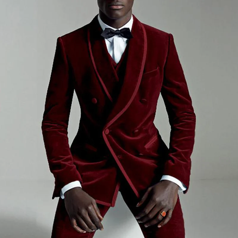 Wine Red Velvet Slim Fit Men Suits with Double Breasted Prom Wedding Tuxedos 2019 Fall 3 Piece Male Set Suit Jacket Vest Pants
Wine Red Velvet Slim Fit Men Suits with Double Breasted Prom Wedding Tuxedos 2019 Fall 3 Piece Male Set Suit Jacket Vest Pants