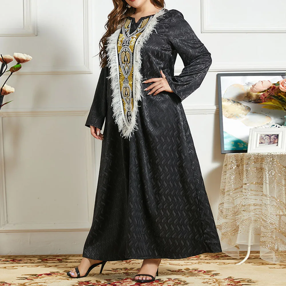 2021 Autumn Winter New Solid Color Embroidery Plush Women Dress Arabian Muslim Round Neck Long Sleeve Casual Long Dress
2021 Autumn Winter New Solid Color Embroidery Plush Women Dress Arabian Muslim Round Neck Long Sleeve Casual Long Dress