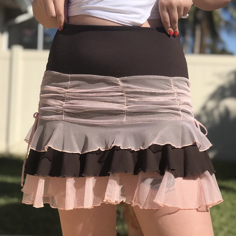 Brown Vintage Y2K Aesthetic Pleated Skirts Woman Low Waist Ruffles Mini Skirt Patchwork Pink Mesh Cute Kawaii Clothes
Brown Vintage Y2K Aesthetic Pleated Skirts Woman Low Waist Ruffles Mini Skirt Patchwork Pink Mesh Cute Kawaii Clothes