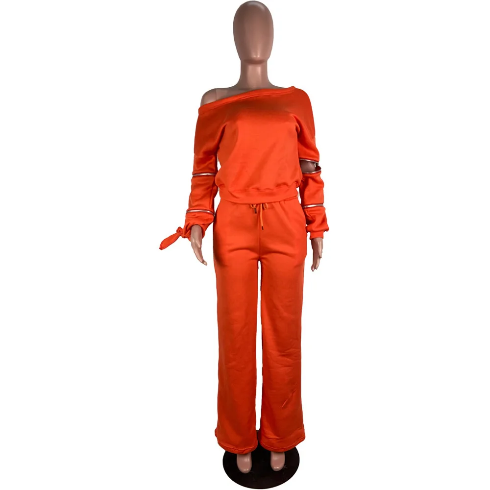 Zipper Cut Out One Shoulder Long Sleeve Loose Pullover & Full Length Wide Leg Trouser 2021 Casual Fashion Solid Two Piece Outfit
Zipper Cut Out One Shoulder Long Sleeve Loose Pullover & Full Length Wide Leg Trouser 2021 Casual Fashion Solid Two Piece Outfit