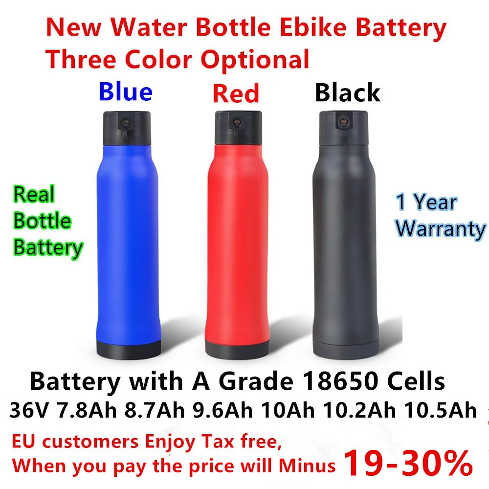 

Water Bottle Ebike Battery 36V 7.8Ah 8.7Ah 9.6Ah 10Ah 10.5Ah City Commuter Electric Bike Battery with Charger 250w 350w 500w