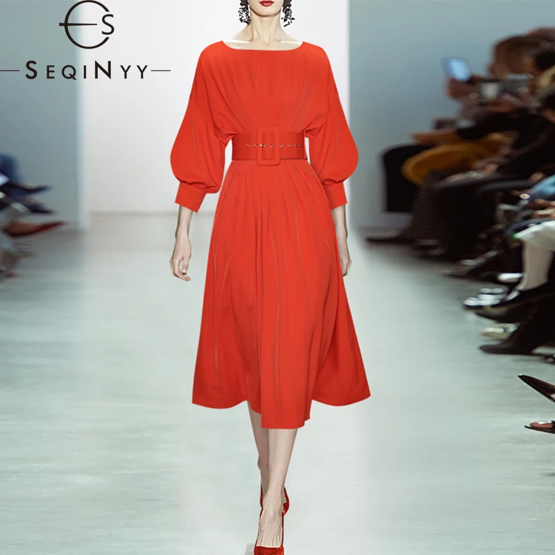 SEQINYY Red Midi Dress Summer Spring New Fashion Design Women Runway 3/4 Sleeve Lantern Party A-Line Elegant
SEQINYY Red Midi Dress Summer Spring New Fashion Design Women Runway 3/4 Sleeve Lantern Party A-Line Elegant