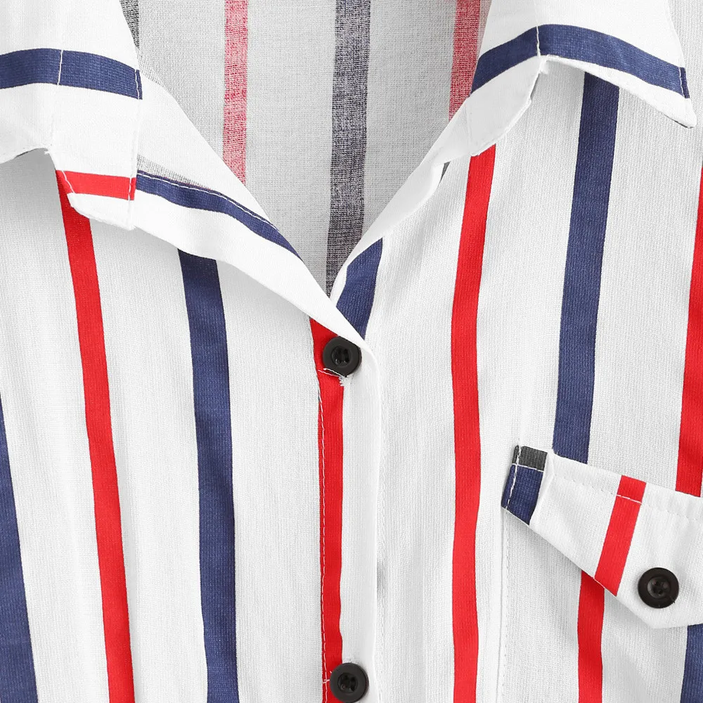 Summer Stripe Shirt Women Button Up Tops Short Sleeve Print Pocket Crop Tops Lapel Down Collared Shirts Female Blusas Clothes
Summer Stripe Shirt Women Button Up Tops Short Sleeve Print Pocket Crop Tops Lapel Down Collared Shirts Female Blusas Clothes