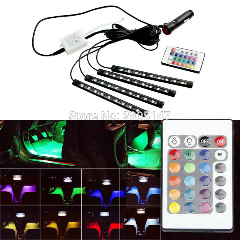 9 Led Car Seven Color Remote Control Color Changing Atmosphere Lamp Ambience Light One Dragging Four Foot Lamp 
9 Led Car Seven Color Remote Control Color Changing Atmosphere Lamp Ambience Light One Dragging Four Foot Lamp