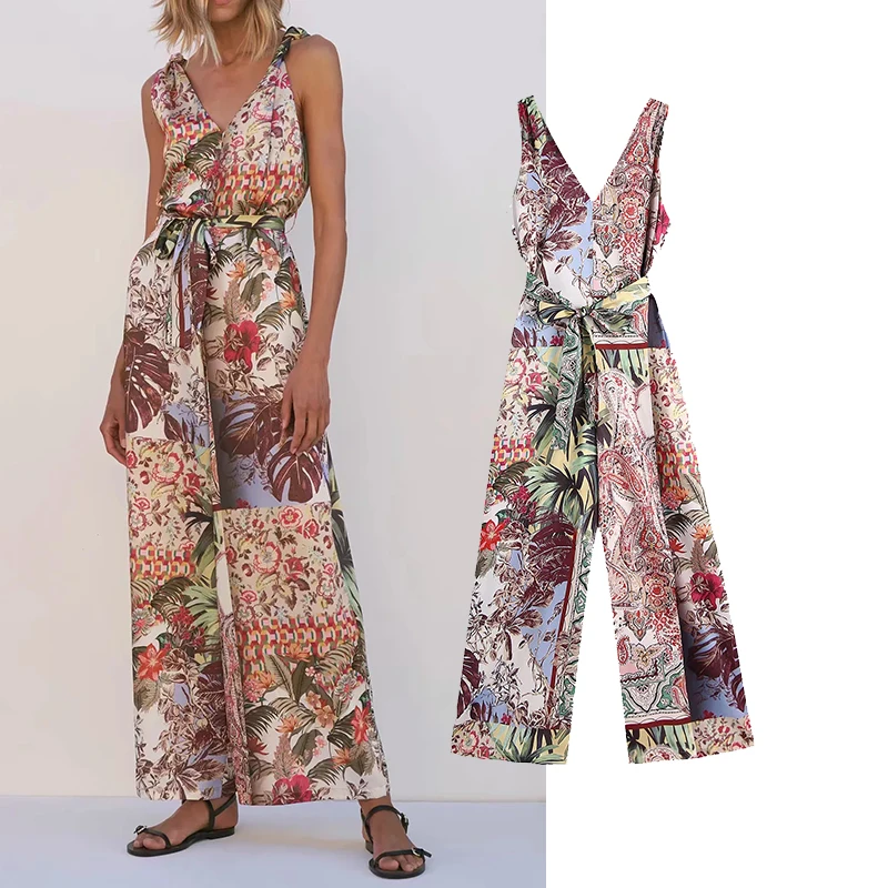 Za Jumpsuit Women 2021 Chic Fashion Sleeveless Overalls Woman Elegant Vintage Print Summer Backless Female Playsuits Mujer
Za Jumpsuit Women 2021 Chic Fashion Sleeveless Overalls Woman Elegant Vintage Print Summer Backless Female Playsuits Mujer