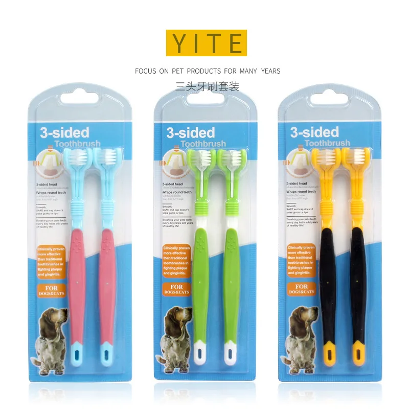 Pet toothbrush set Oral cleaning care Dog cat three head toothbrush Fresh breath tooth stain removal gum care Pet accessories
Pet toothbrush set Oral cleaning care Dog cat three head toothbrush Fresh breath tooth stain removal gum care Pet accessories