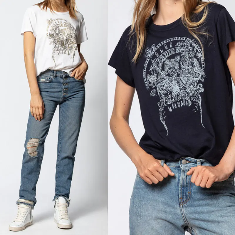 Женская хлопковая футболка с коротким рукавом и круглым вырезом
Женская хлопковая футболка с коротким рукавом и круглым вырезом