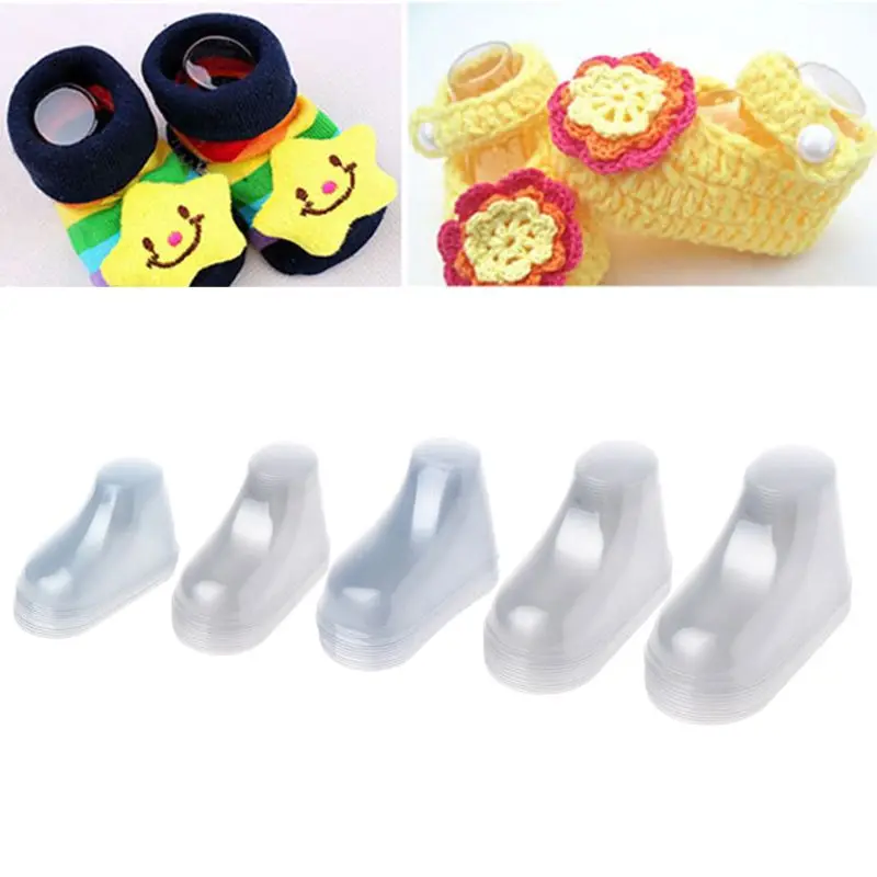 97QE 10Pcs Clear Plastic Baby Feet Display Baby Booties Shoes Socks Showcase