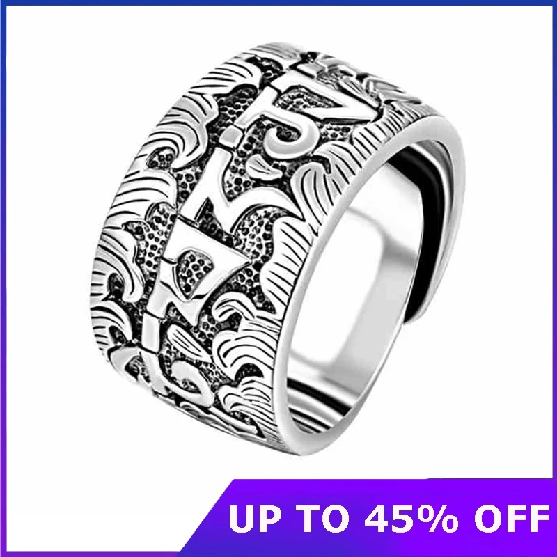 Genuine 925 Silver Six Word Ring For Men Big Wide Open Rings Buddha Clear Engraved Vintage Thai silver Male Jewelry Gifts
Genuine 925 Silver Six Word Ring For Men Big Wide Open Rings Buddha Clear Engraved Vintage Thai silver Male Jewelry Gifts