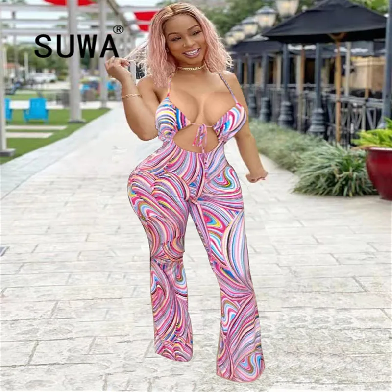 Tie Dye Spaghetti Strap Romper Jumpsuit For Women High Waist Flare Leg Pants Sexy Club Outfits Wholesale Clothing 2021
Tie Dye Spaghetti Strap Romper Jumpsuit For Women High Waist Flare Leg Pants Sexy Club Outfits Wholesale Clothing 2021