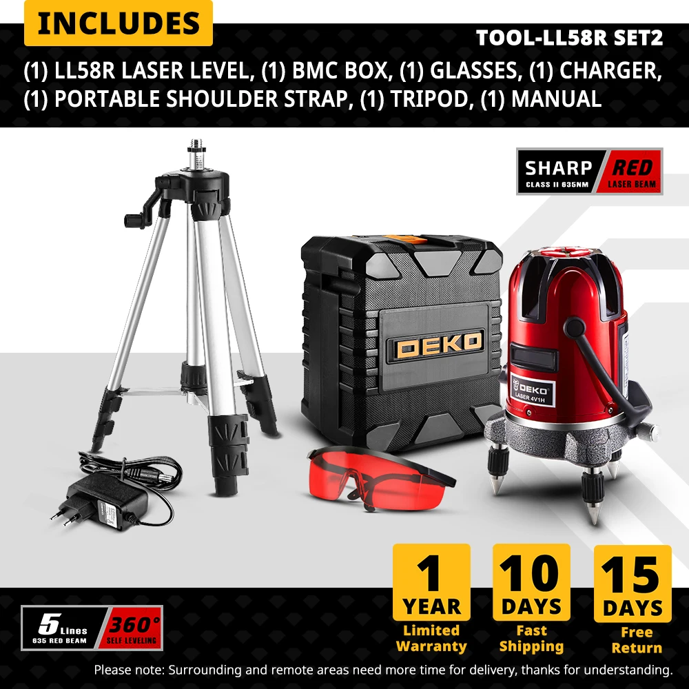 DEKO LL5 серия лазерный уровень 5 линий
DEKO LL5 серия лазерный уровень 5 линий