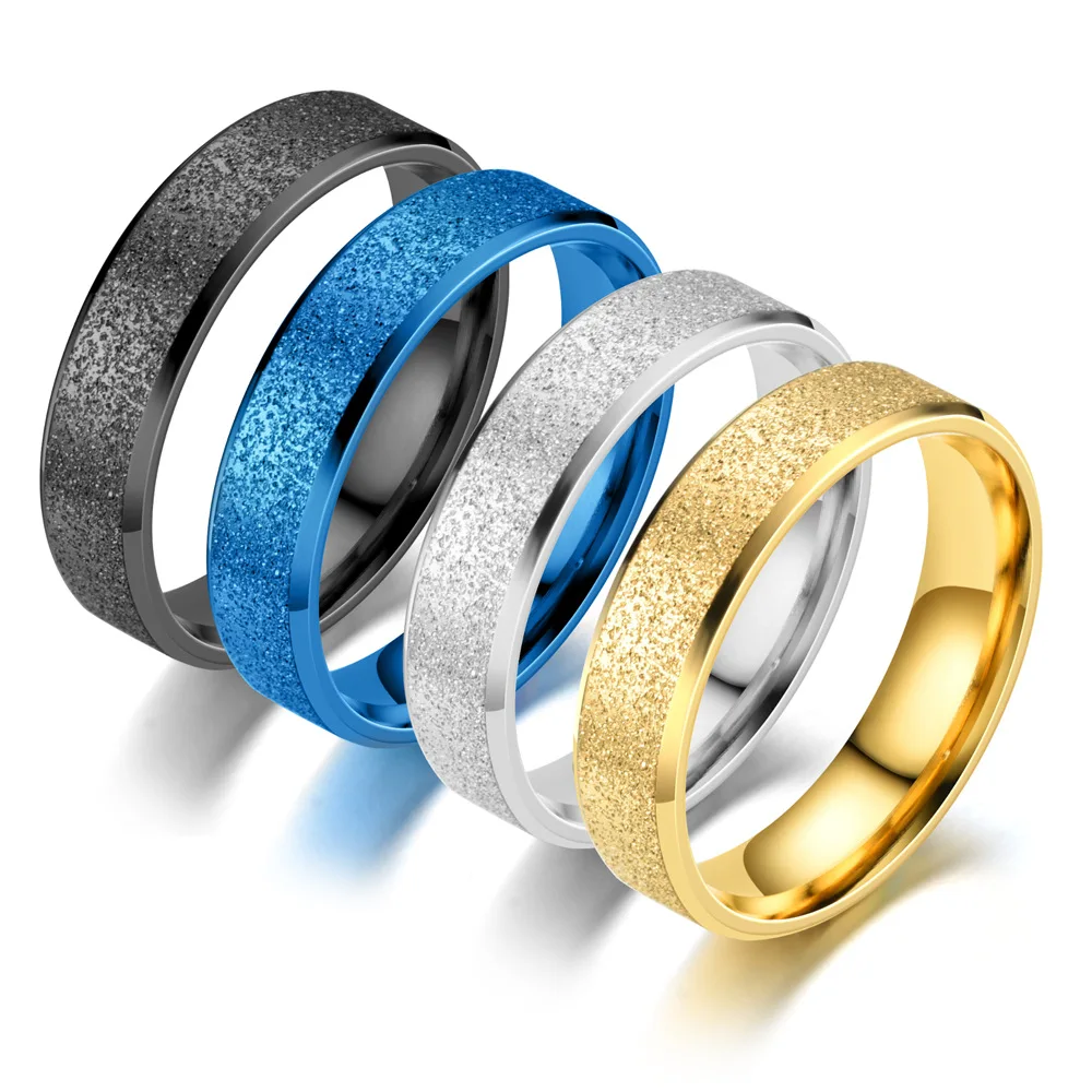 European and American Fashion New Double Beveled Four-color Pearl Sand for Men and Women Frosted Stainless Steel Ring CoupleRing
European and American Fashion New Double Beveled Four-color Pearl Sand for Men and Women Frosted Stainless Steel Ring CoupleRing
